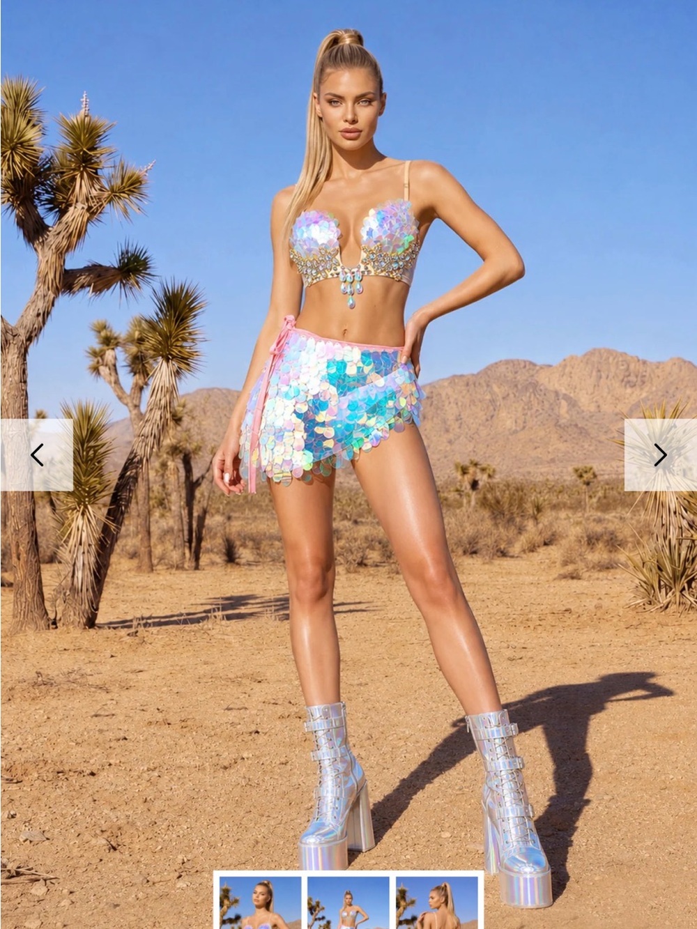 Iridescent Sequin Two-Piece Festival Set - Women